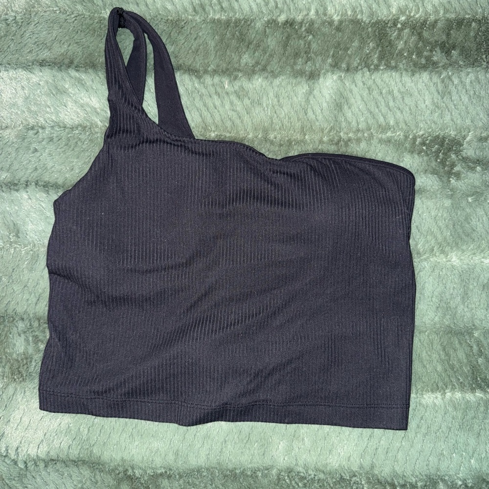 Lululemon Black Ribbed One-Shoulder Top